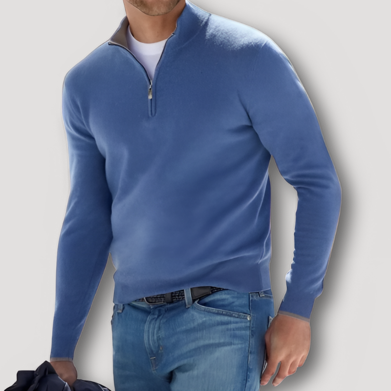 Klassiek Kasjmier Wol Quarter Zip Sweater Mannen