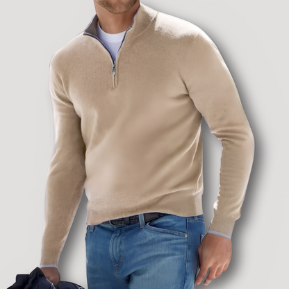 Klassiek Kasjmier Wol Quarter Zip Sweater Mannen