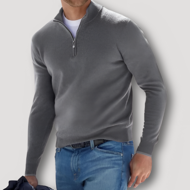 Klassiek Kasjmier Wol Quarter Zip Sweater Mannen