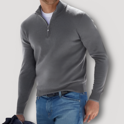 Klassiek Kasjmier Wol Quarter Zip Sweater Mannen