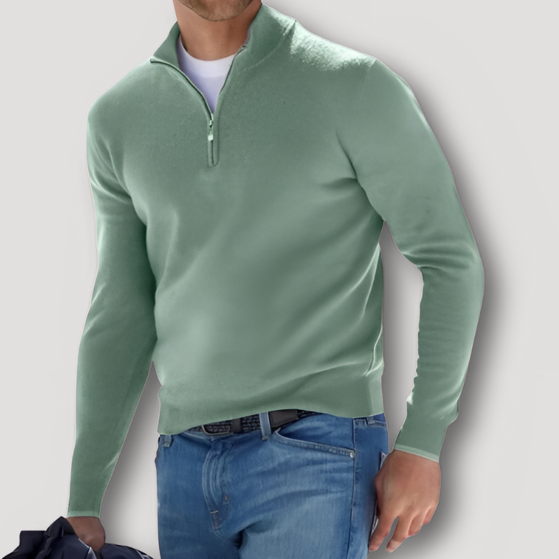 Klassiek Kasjmier Wol Quarter Zip Sweater Mannen