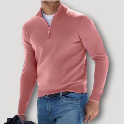 Klassiek Kasjmier Wol Quarter Zip Sweater Mannen