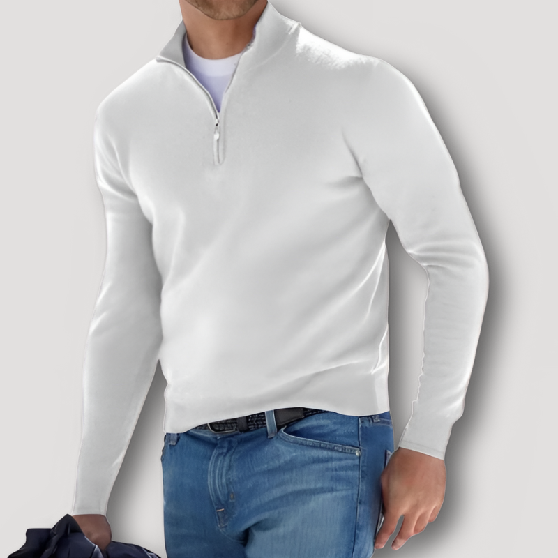 Klassiek Kasjmier Wol Quarter Zip Sweater Mannen