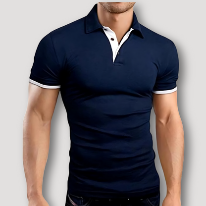 Casual Contrast Trim Korte Mouw Slim Fit Polo Shirt Heren