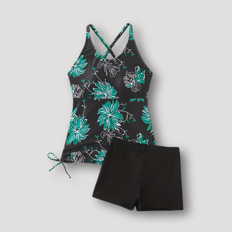 Ronde Halslijn Gebloemd Tankini Set