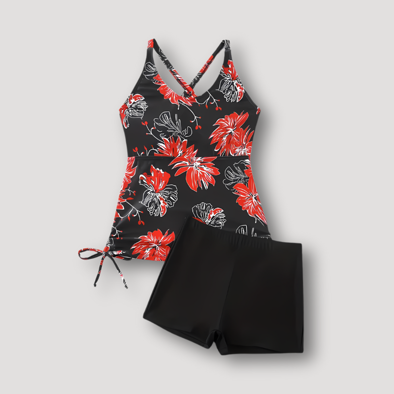 Ronde Halslijn Gebloemd Tankini Set