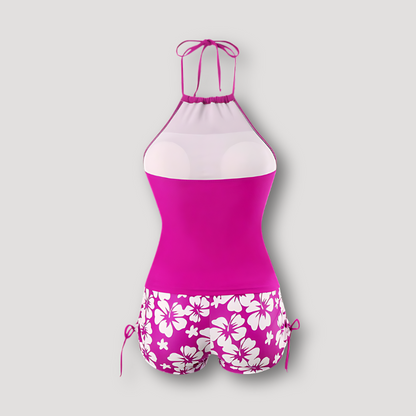 Halter Neck Top Gebloemd Swim Shorts Tankini Set