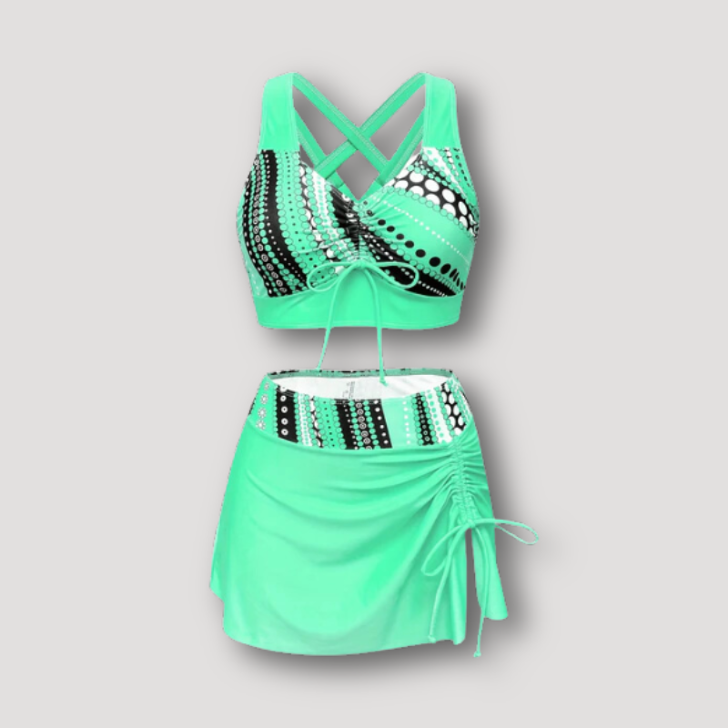 V-hals Abstract Patroon Swim Rok Tankini Set