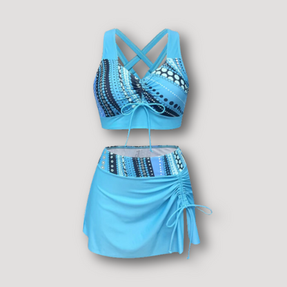 V-hals Abstract Patroon Swim Rok Tankini Set