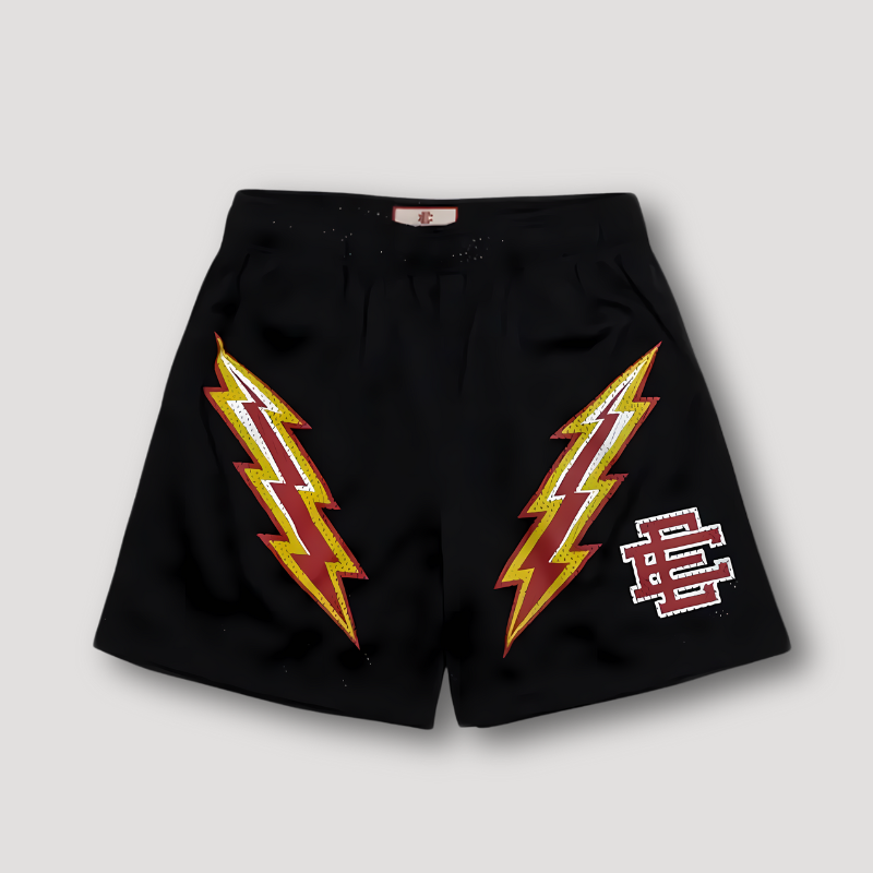 Bold Flash Grafisch Afdrukken Sportief Mesh Shorts