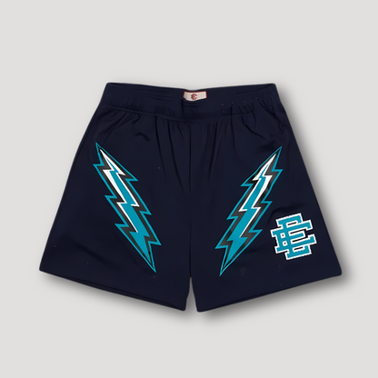 Bold Flash Grafisch Afdrukken Sportief Mesh Shorts