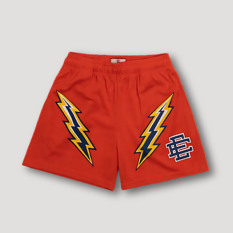 Bold Flash Grafisch Afdrukken Sportief Mesh Shorts