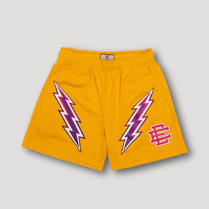 Bold Flash Grafisch Afdrukken Sportief Mesh Shorts