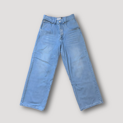 'Heaven Can Wait' Skelet Grafisch Borduurwerk Wide Leg Jeans