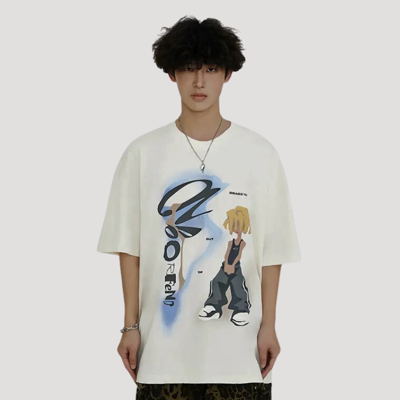 Streetwear Oversized Anime Drag Out T-shirt