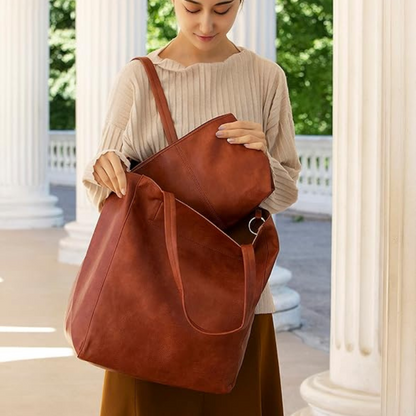 Ringgesp Groot Rustiek Tote Bag Leer Met Etui