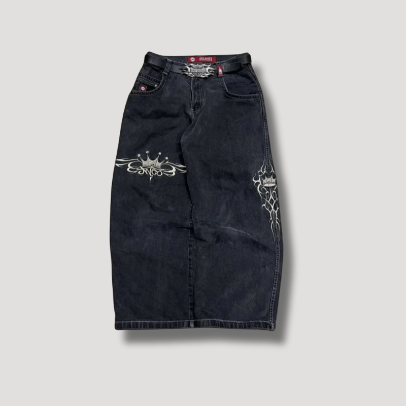 King Crown Bedrukte Y2K Streetwear Denim Skirt