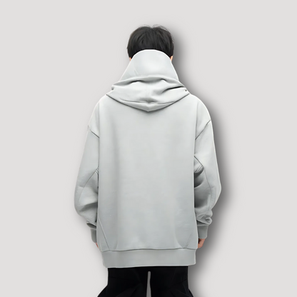 'J' Borduurwerk Minimalistisch High Collar Oversized Baggy Hoodie