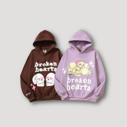 Schedel Broken Hearts Gedurfde Grafische Afdrukken Hoodie