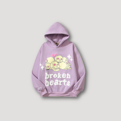 Schedel Broken Hearts Gedurfde Grafische Afdrukken Hoodie