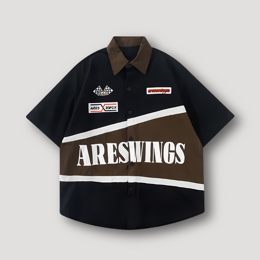 Diagonale Strepen ARESWINGS Button Up Racen Shirt