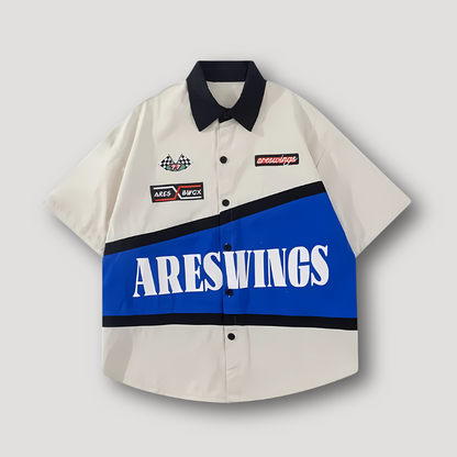 Diagonale Strepen ARESWINGS Button Up Racen Shirt