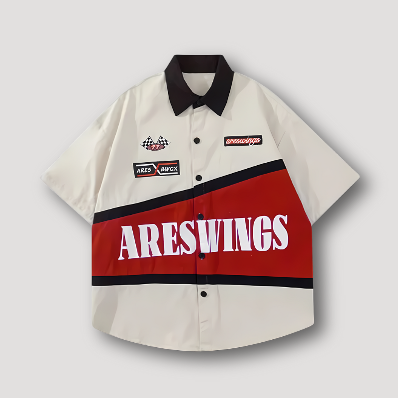 Diagonale Strepen ARESWINGS Button Up Racen Shirt