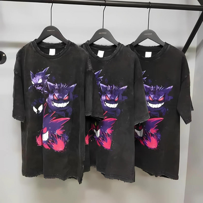 Grafische Gengar T-shirt - Washed - Zwarte Anime Shirt