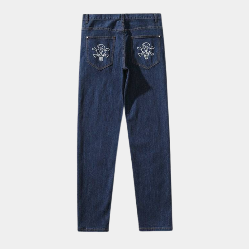 Y2K Flying Dog Graphic Jeans - Denim streetwear voor mannen