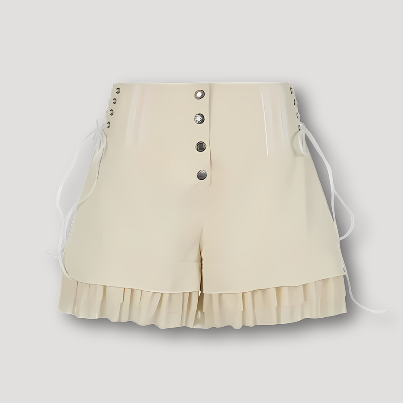 Lace Up Korset Geïnspireerd Ruffled Highwaisted Shorts