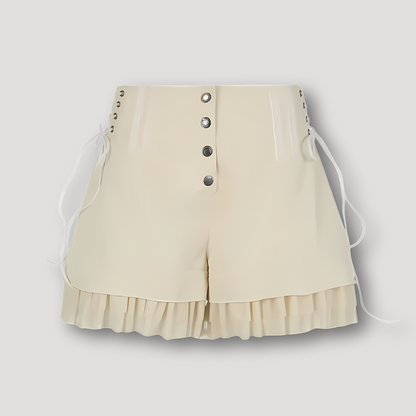 Lace Up Korset Geïnspireerd Ruffled Highwaisted Shorts