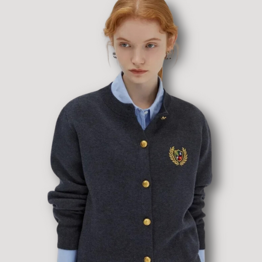 Gebreid Academie Logo Borduren Cardigan Sweater Dames