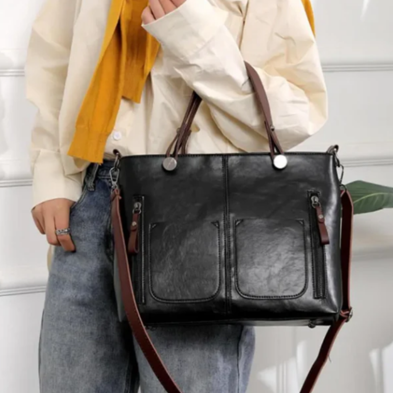 Boxy Leren Structured Shoulder Bag Vrouwen