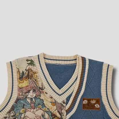 Y2K Vintage Cartoon Sweater Vest - Streetwear voor vrouwen