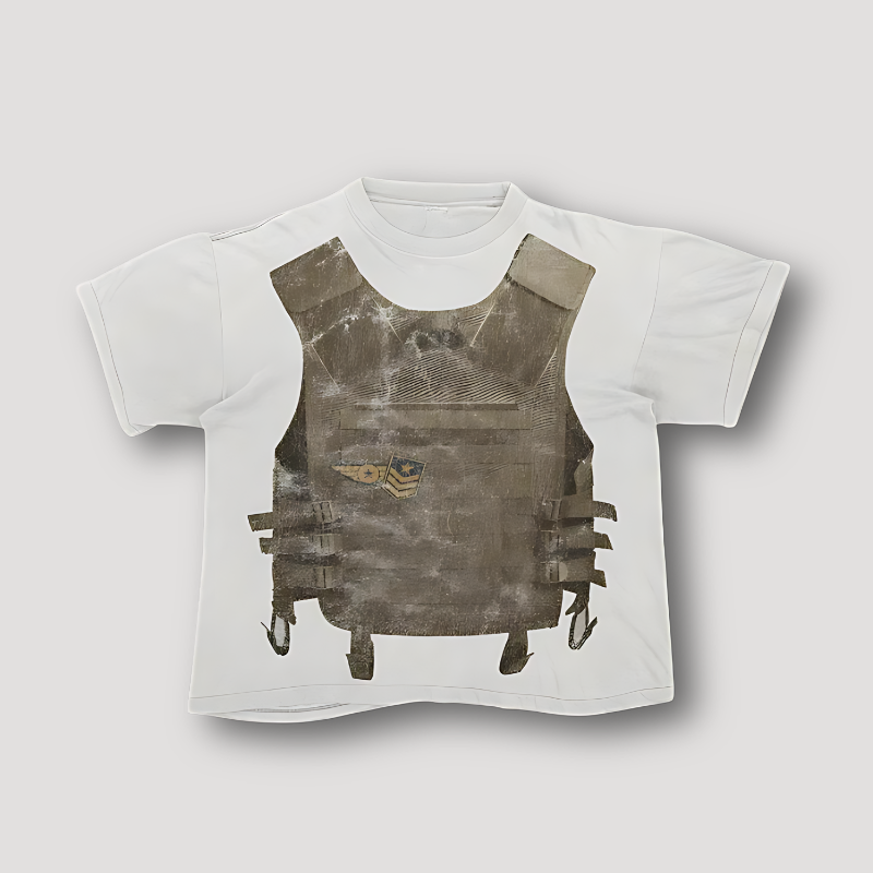 Tactisch Militair Vest Afdrukken Korte Mouw Grafisch T Shirt