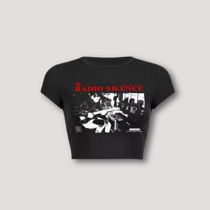 Y2K Radio Silence Grafisch Crop Top Voor Dames