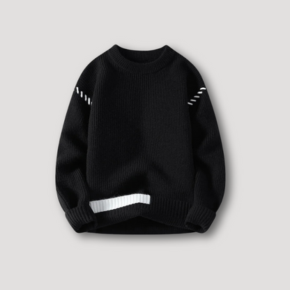 Gebreid Ribbelpatroon Crew Neck Kleurblok Sweater