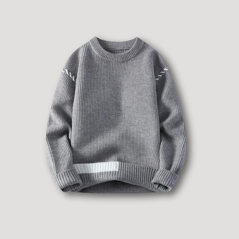 Gebreid Ribbelpatroon Crew Neck Kleurblok Sweater