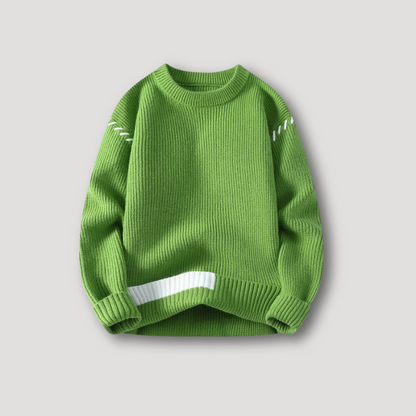 Gebreid Ribbelpatroon Crew Neck Kleurblok Sweater