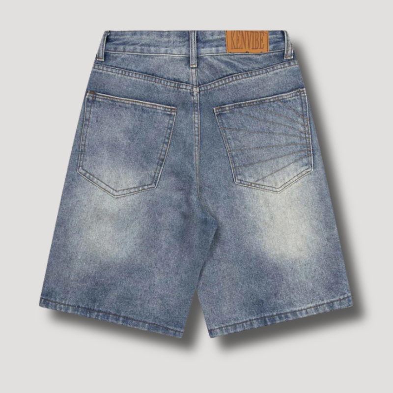 Y2k Patchwork Shorts Baggy - Streetwear blauw denim korte broek