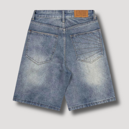 Y2k Patchwork Shorts Baggy - Streetwear blauw denim korte broek