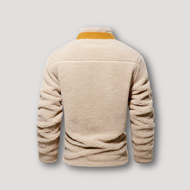 Mosterd Geel Zak Fleece Gezellig Pluche Beige Jas