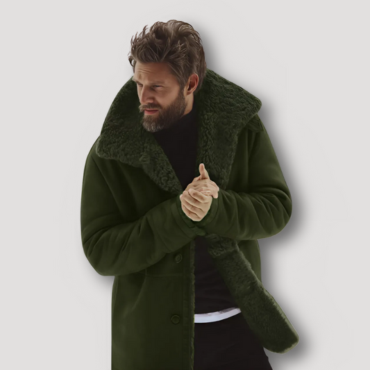 Matte Grote Collar Button Up Pluche Omgekeerd Lam Winter Coat