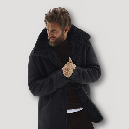 Matte Grote Collar Button Up Pluche Omgekeerd Lam Winter Coat