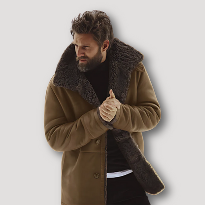 Matte Grote Collar Button Up Pluche Omgekeerd Lam Winter Coat