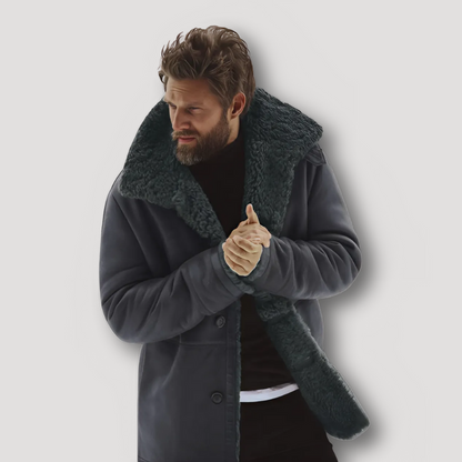 Matte Grote Collar Button Up Pluche Omgekeerd Lam Winter Coat