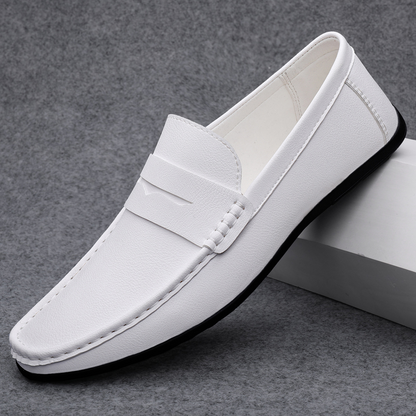 Casual Wit Leer Loafers Shoes Voor Heren