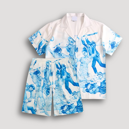 Klassieke Kunst Menselijke Figuren Shirt en Shorts Zomer Outfit