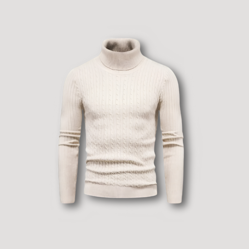 Ribtricot Turtleneck Cable Twist Sweater Heren