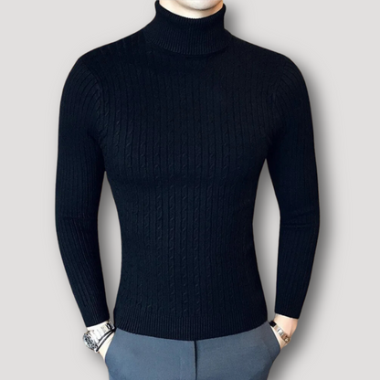 Ribtricot Turtleneck Cable Twist Sweater Heren